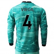 Billige Liverpool 2020-21 Virgil van Dijk 4 Fotballdrakter Bortedraktsett Langermet..